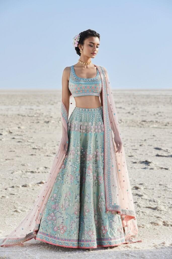 Baby Blue Lehenga With Baby Blue Dupatta