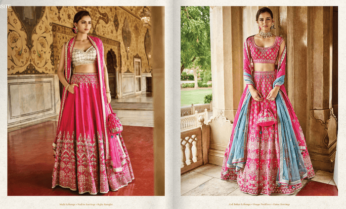 Bright Pink Lehenga With Baby Blue Dupatta And Silver Embroidery