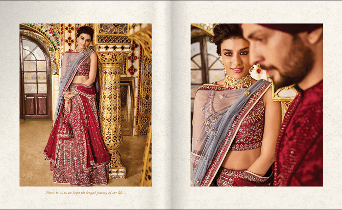 Maroon Lehenga With An Ash Grey Dupatta