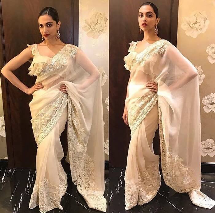 deepika padukone ruffle saree onw