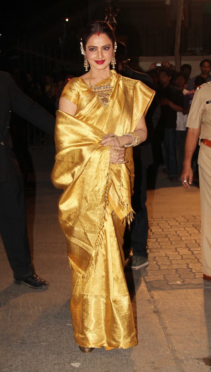 The Timeless Beauty rekha-in-kanjeevaram-silk-saree Verbena Shaadidukaan